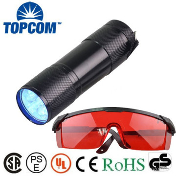 365~370nm 9 LED UV Flashlight /Aluminum 9LED UV Flashlight 3xAAA